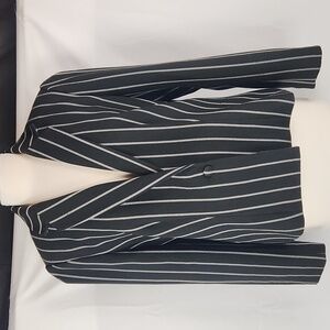 Eva Mendes NY&Co Blazer Women Large Black White Striped Power Office Chic